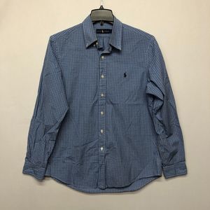 Ralph Lauren Men Long Sleeve Button Shirt Top Size Large Blue Plaid B233 -8